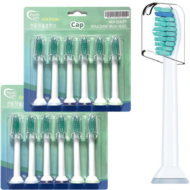 Toothcare 飛利浦相容電動牙刷刷頭 6p + 保護蓋 6p, 單一商品, 1套