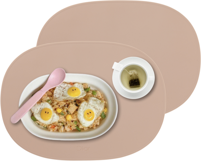 디아르 플래티넘 실리콘 오리지널 식탁 매트, 핑크베이지, 42.5 x 31 cm, 2개