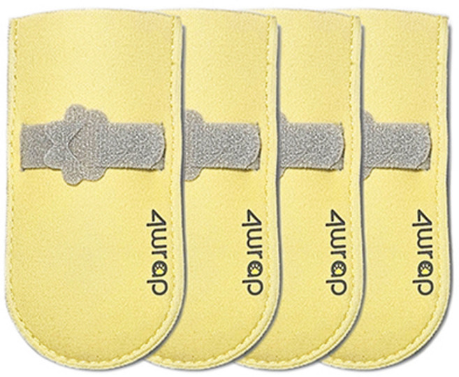 펫인뷰티 강아지 구리항균 포우랩 신발 4p, 옐로우, 1세트