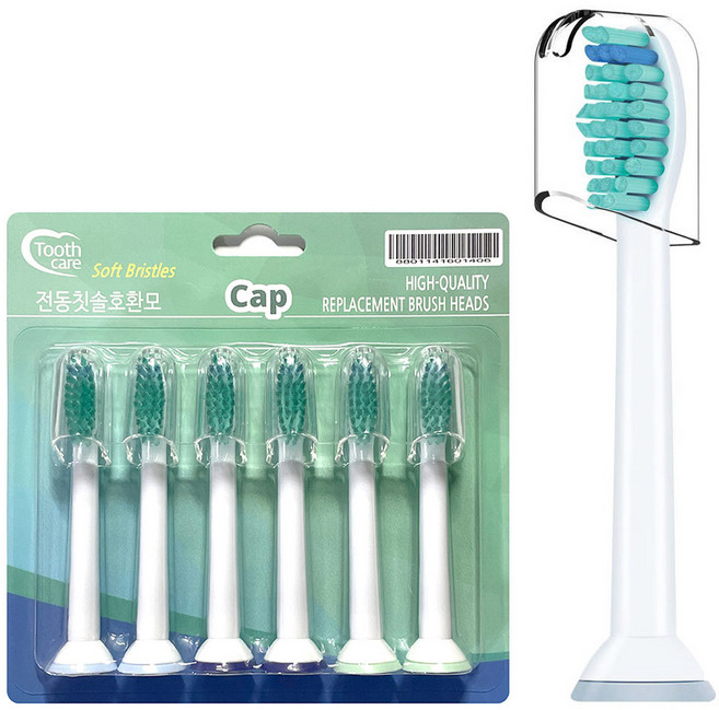 Toothcare 飛利浦相容電動牙刷刷頭 6p + 保護蓋 6p, 單一商品, 1個