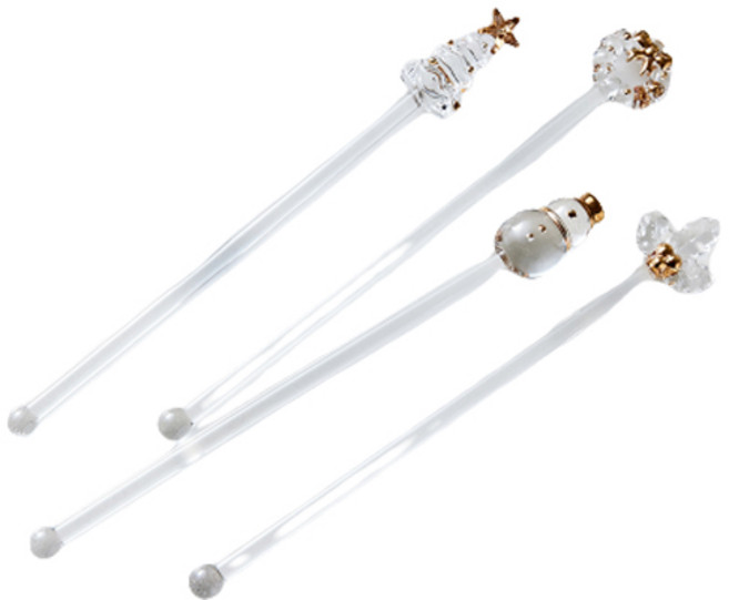 모던하우스 골드 유리 머들러 스틱 4종 세트, 혼합색상, 1세트