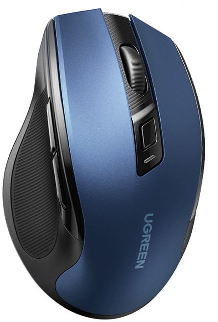 유그린 듀얼모드 무소음 무선 블루투스 마우스 4000DPI, MU006, 블루