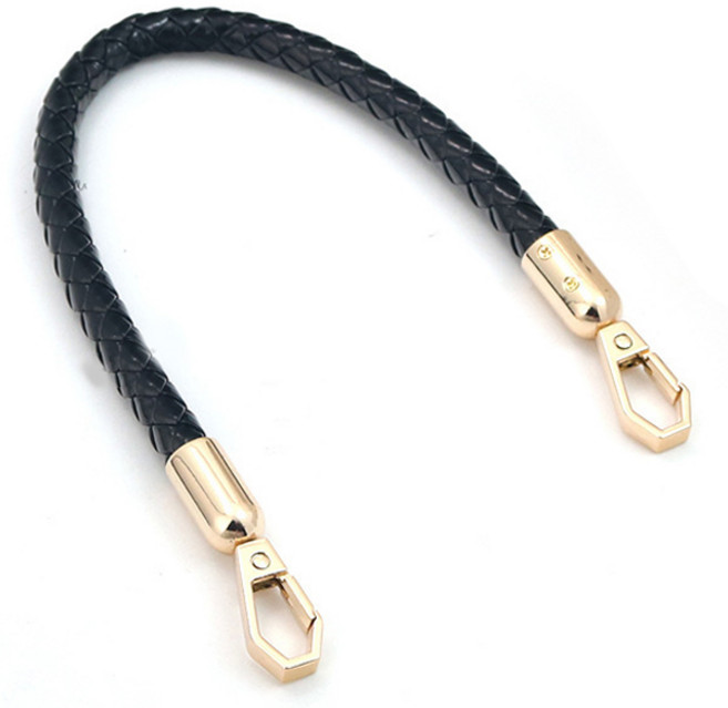 워너프 블랙 레더 투 링 홀더 휴대폰 스트랩 키링 고리, 블랙골드, 1개