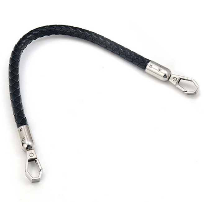 워너프 블랙 레더 투 링 홀더 휴대폰 스트랩 키링 고리, 블랙실버, 1개