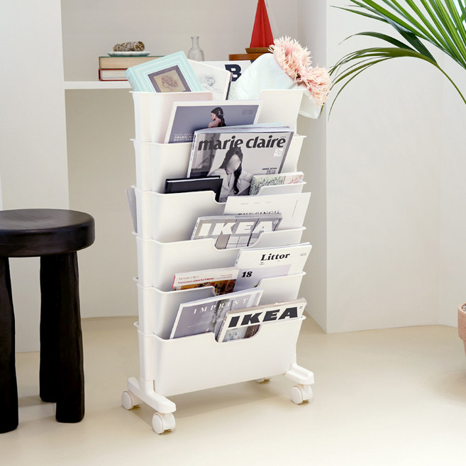 보노하우스 베이직 이동식 북 트롤리, 화이트, 6단