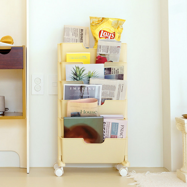 보노하우스 베이직 이동식 북 트롤리, 버터, 6단