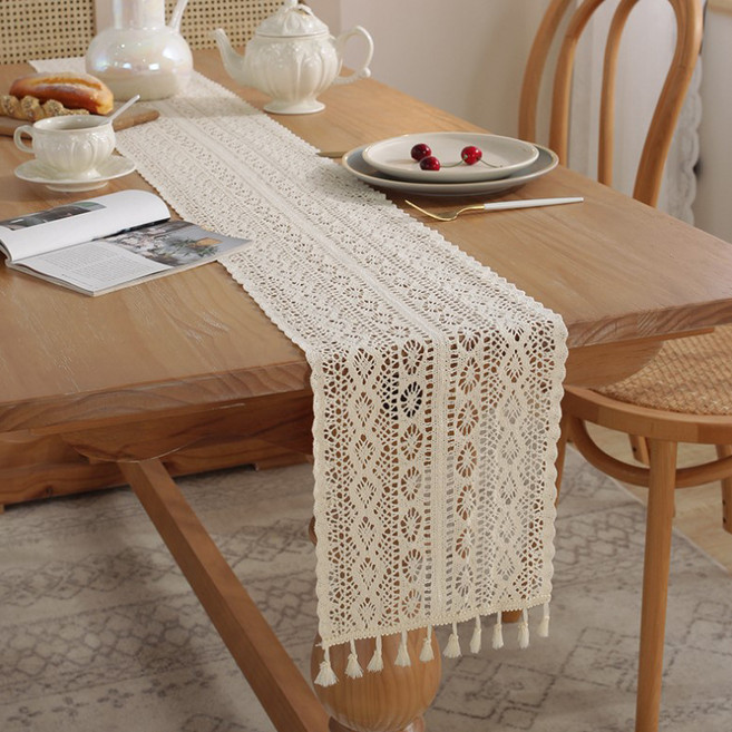 씨오브비 포인트 레이스 식탁보 레이블러너, 스타일1, 23 x 120 cm, 1개