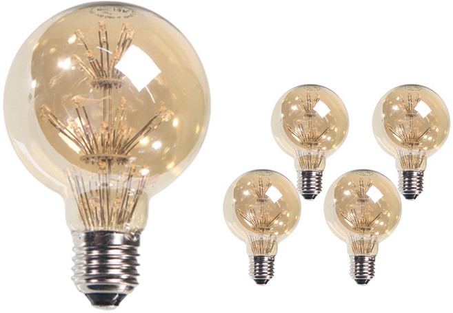 LISHIN Vitson Wonha 愛迪生 LED 雪花燈泡 1.8W G80-G, 燈泡色, 5個