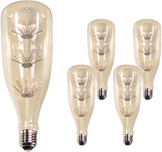 LISHIN Vitson Wonha 愛迪生 LED 雪花燈泡 1.8W T225-G, 燈泡色, 5個
