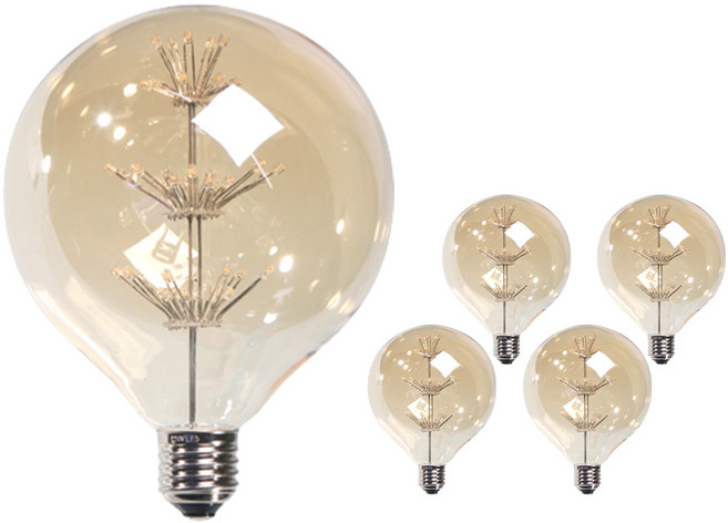 LISHIN Vitson Wonha 愛迪生 LED 雪花燈泡 1.8W G125-G, 燈泡色, 5個