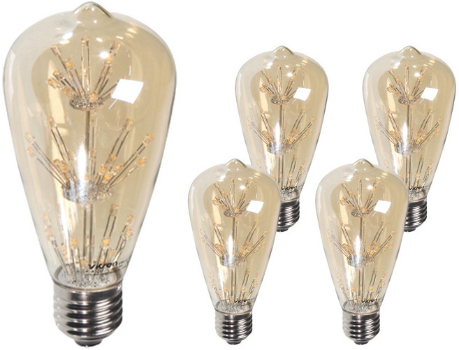 LISHIN Vitson Wonha 愛迪生 LED 雪花燈泡 1.8W ST64-G, 燈泡色, 5個