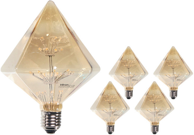 LISHIN Vitson Wonha 愛迪生 LED 雪花燈泡 1.8W D125-G, 燈泡色, 5個