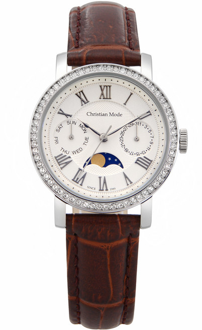 크리스챤모드 여성용 문페이즈 가죽시계 CM401WTCH L