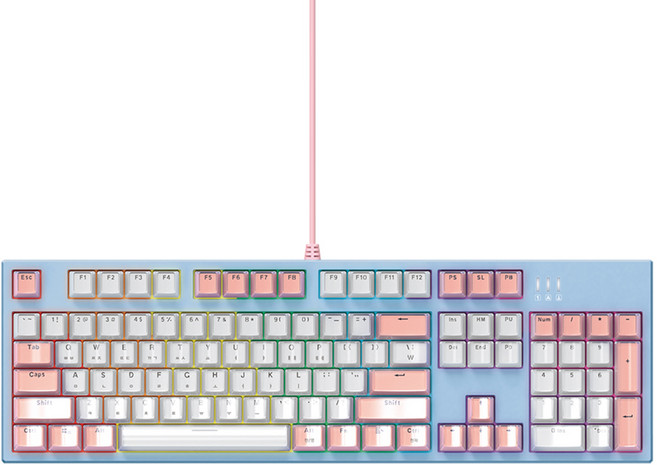 앱코 아이스큐브 카일광축 LED 가스켓 게이밍 기계식 유선 일반형 키보드, 블루, AN08, 적축