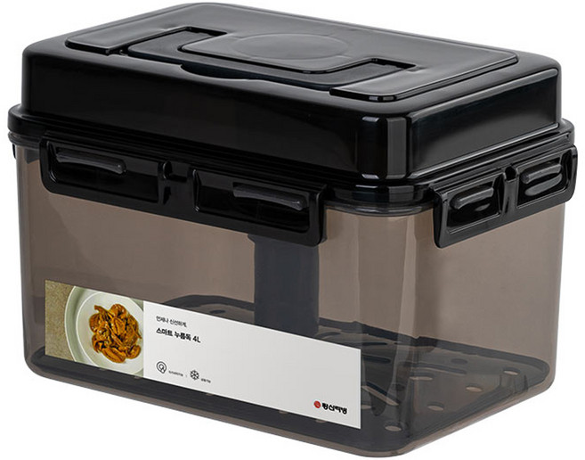 창신리빙 스마트 누름독 절임용기 블랙, 4L, 1개