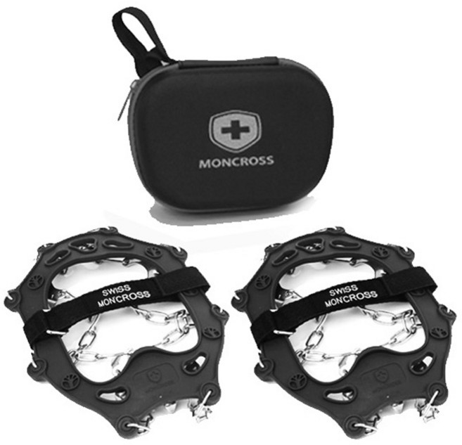 몽크로스 1500 15p 스텐 체인아이젠 + 하드케이스 세트, 블랙