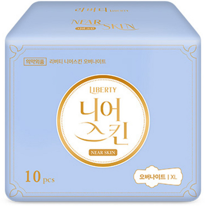 리버티오가네이처 니어스킨 오버나이트 생리대, 10개입, 1개