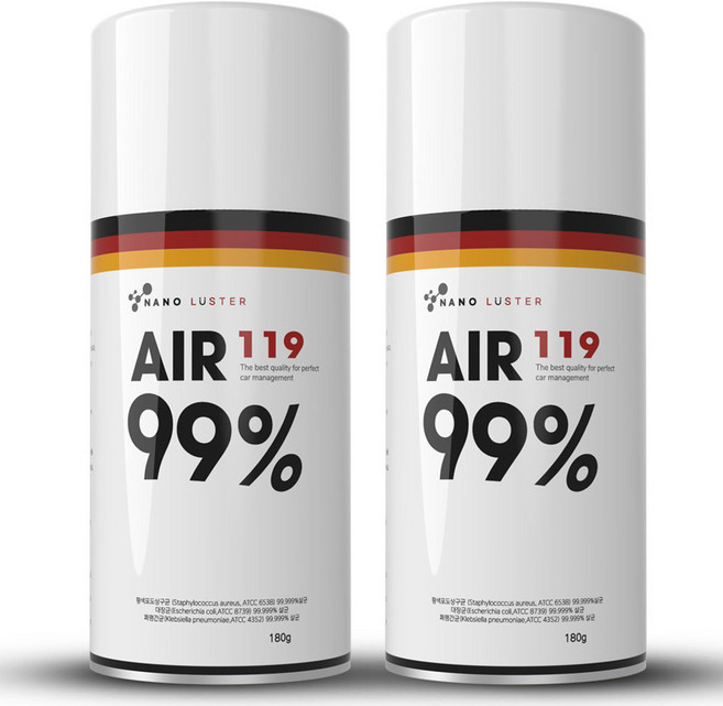 나노러스터 에어119 살균 차량용탈취제 훈증캔, 180g, 2개