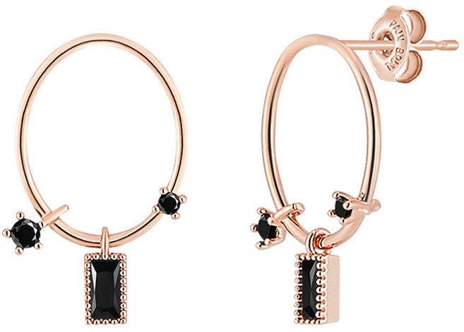 폴브리알 여성용 오벌 블랙 귀걸이 PYSE0155 + 쇼핑백