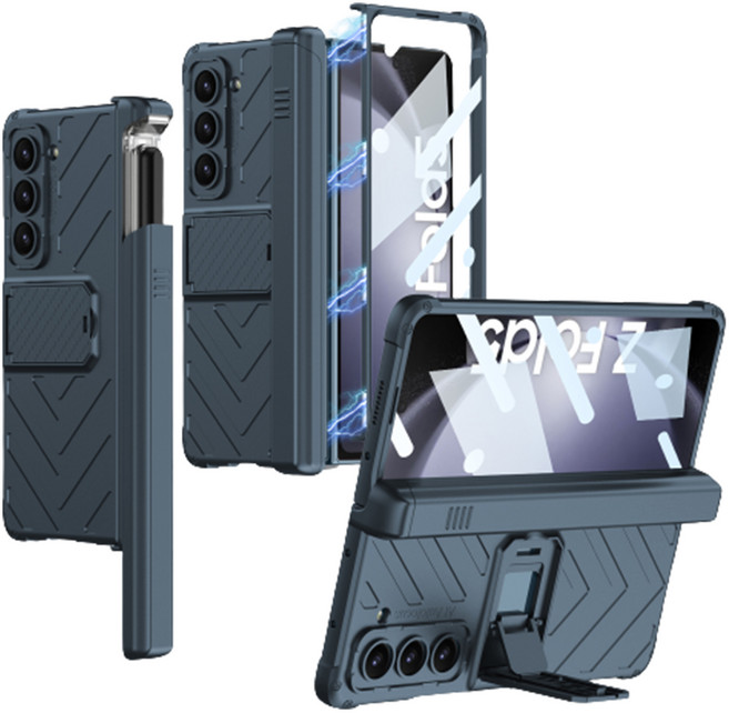 NIOP 갤럭시 펜수납 힌지보호 퍼펙트 실드 전면 강화유리 휴대폰 케이스