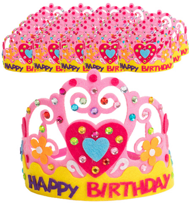 민화샵 공주 놀이 왕관 만들기, 분홍 생일하트, 20개