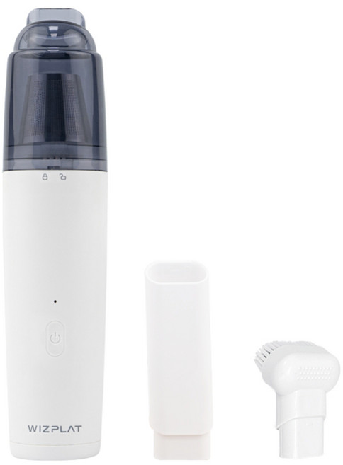 위즈플랫 원터치 미세스틸 필터 차량용 핸디형 2단 무선 청소기, WP-VC10, 화이트