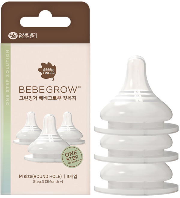 베베그로우 그린핑거 젖꼭지 3p, M(3~6개월), 1개