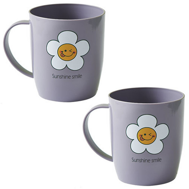 더자카 컬러풀 스마일 양치컵, 퍼플, 2개