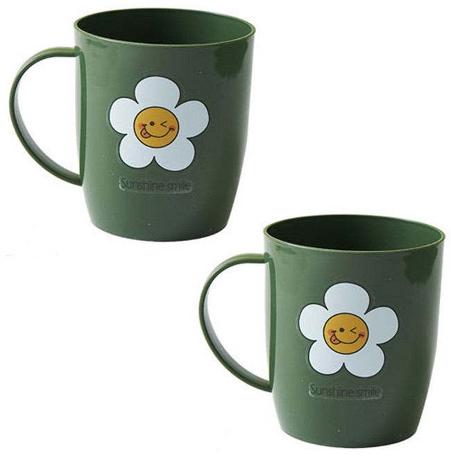 더자카 컬러풀 스마일 양치컵, 그린, 2개