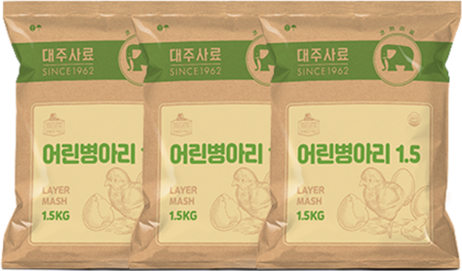대주 어린병아리 6주령 또는 10주령 이전 산란계 전용 사료, 1.5kg, 3개