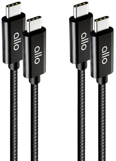 allo Type-C to Type-C 高強度編織 60W PD PPS 超高速充電線, 2個, 黑色, 2m