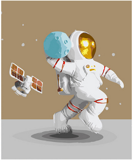 알로데 우주 비행사 꿈 그림 벽 장식 DIY 보석 십자수 세트 30 x 40 cm, NO. 05, 1세트