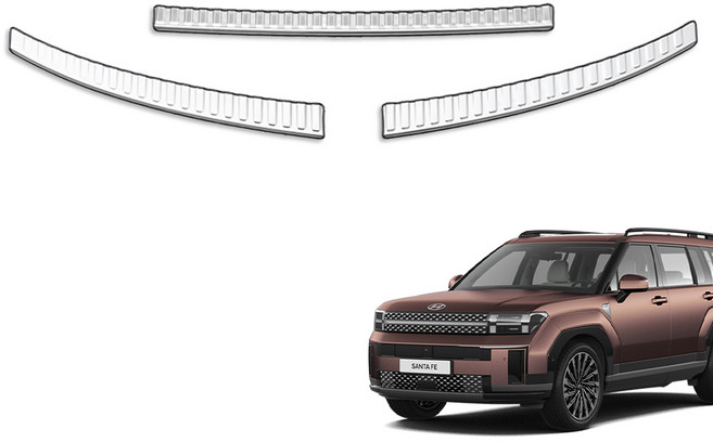 싼타페 MX5 튜닝 트렁크 스키드 플레이트 몰딩 3종 세트, 라인, 헤어라인 실버