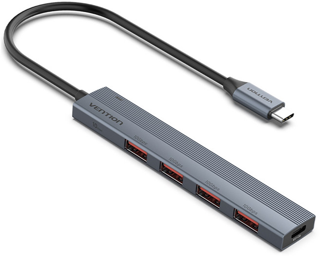 벤션 USB 3.2 Gen2 10Gbps C타입 고속 멀티허브 CKH, 그레이, 1개