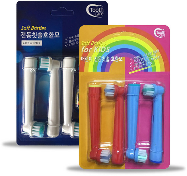 투스케어 오랄비 전동칫솔 호환 칫솔모 일반용 4p + 어린이용 2종 x 2p 세트, 1세트