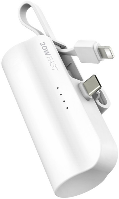 스마텍 20W 고속충전 일체형 보조배터리 5000mAh C타입 / 8핀 케이블, 고속 2in1 C타입+케이블8, 화이트, STPB-DB20 C Plus