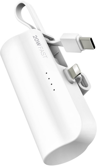 스마텍 20W 고속충전 일체형 보조배터리 5000mAh 8핀 / C타입 케이블, 고속 2in1 8핀+케이블C, 화이트, STPB-DB20 8Pin Plus