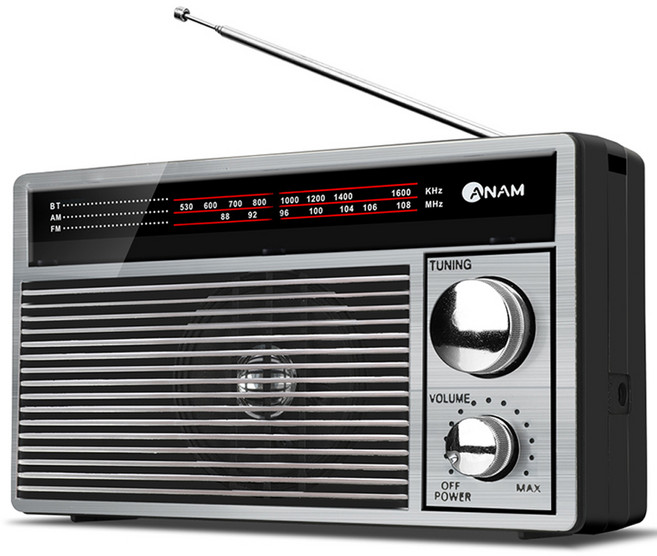 아남 R1 캠핑 레트로 블루투스 라디오 스피커 FM AM 3W BT 5.3 충전식 건전지 겸용, ANAM-R1