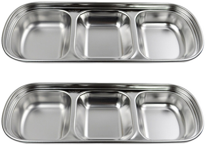 키친유 캠핑스케치 스텐 3칸 찬기, 실버, 2개