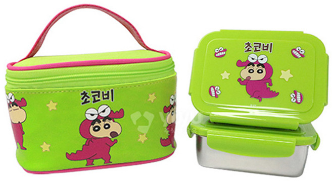 르번 아동용 짱구는못말려 초코비 스탠도시락 2p + 가방 세트 YP9257, 혼합색상, 1세트
