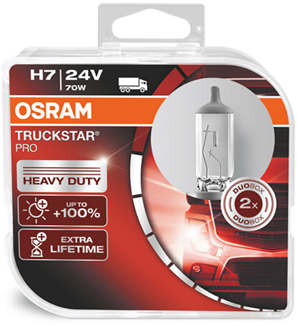 오스람 트럭스타 프로 대형차 할로겐 전조등 24V, 2개, H7