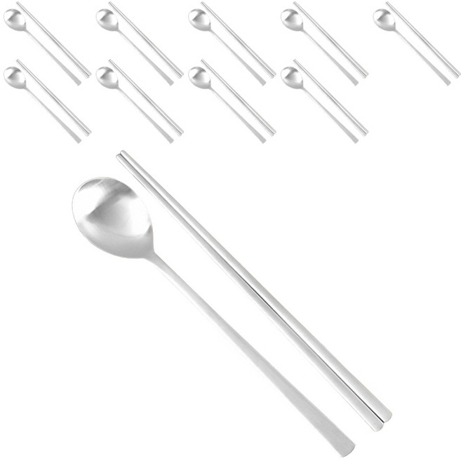 윌리브 국산 스텐 노바 수저세트, 매트실버, 숟가락(10P) + 젓가락(10P), 1세트