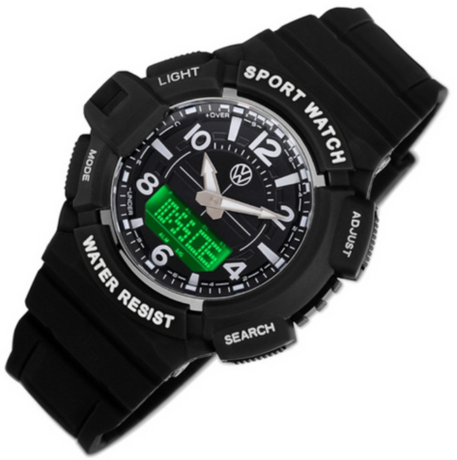 폭스바겐 군용 듀얼타임 라이트 충격방지 손목시계
