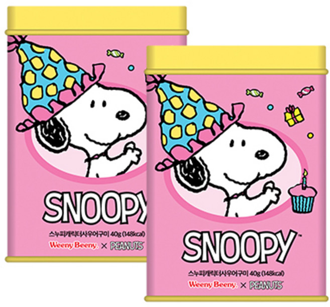 위니비니 피너츠 사각틴 핑크, 40g, 2개