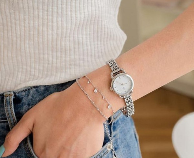 폭스바겐 스와로브스키 스톤 메탈시계 + 팔찌 세트