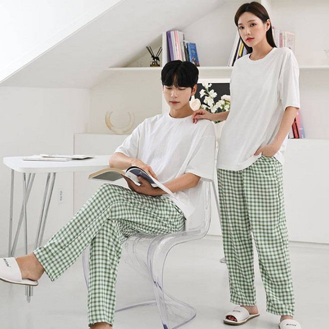 글램공감 커플용 빌리지 체크 파자마 긴바지