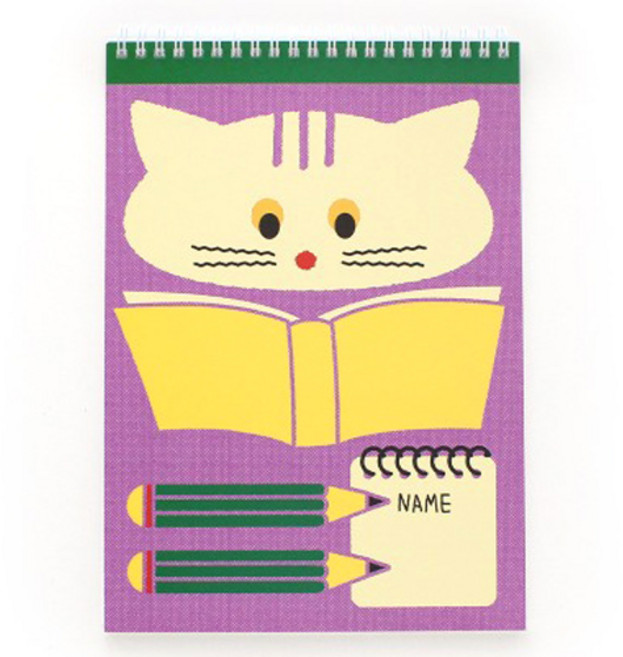 헬로우모리스 책읽는 고양이 종합장, 혼합색상, 4개
