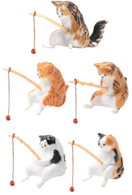 지오투 낚시하는 고양이 어항 피규어 5종 세트 A, 1세트