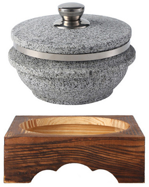 맘툴 나무받침 돌솥비빔밥용 돌솥, 20cm, 혼합색상, 1개