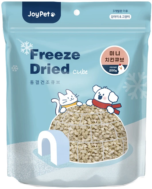 조이펫 반려동물 동결건조 미니 큐브 간식, 치킨, 200g, 1개 - 쿠팡